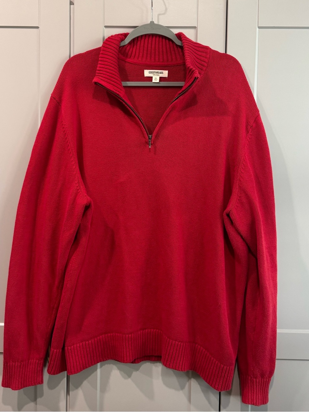 Goodthreads Men's Bright Red Quarter-Zip Sweater